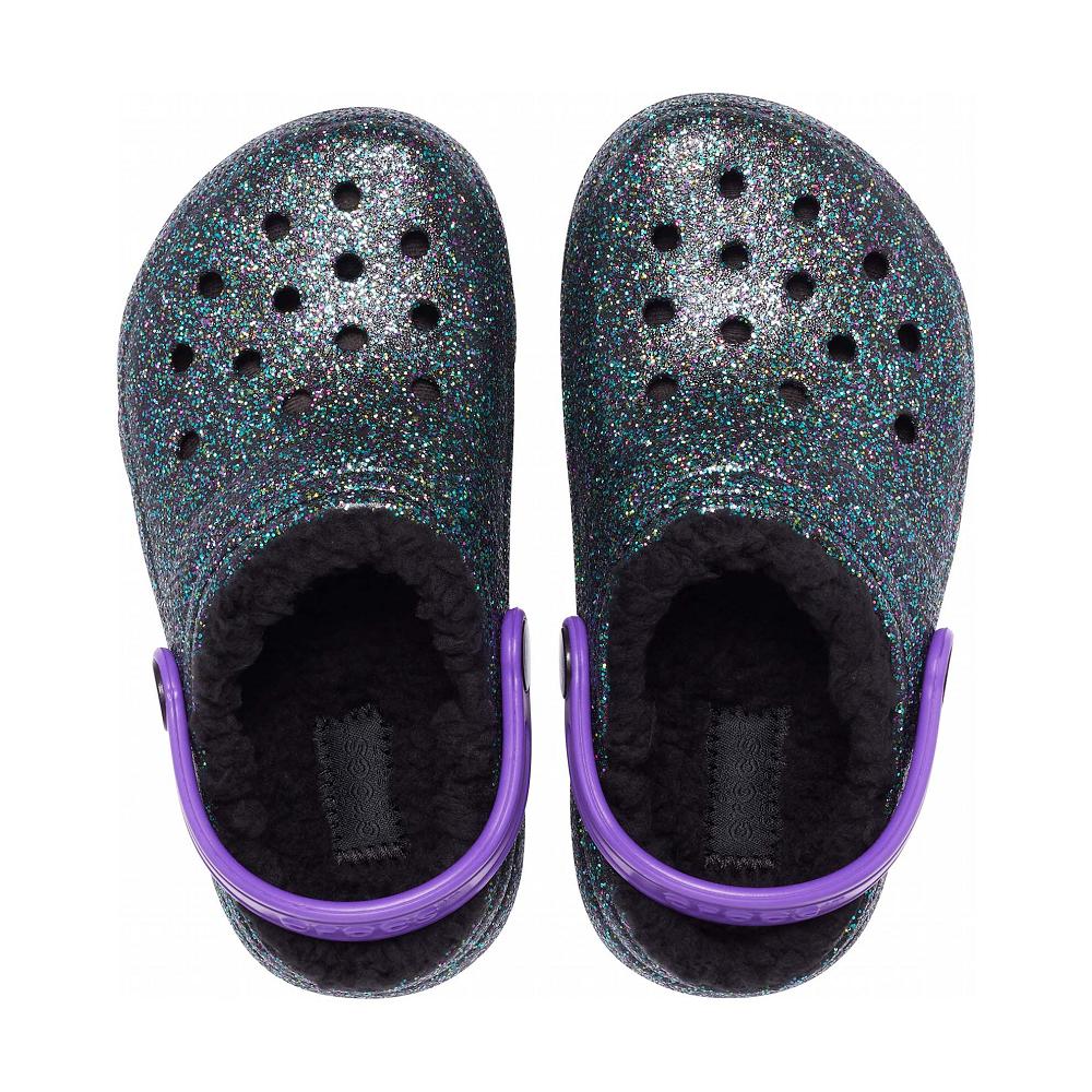 Olive Boys' Crocs Classic Glitter Lined Clog Slippers | NZ 1453VRWD